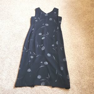 I*N*C International Concepts MAXI lined Black Grey Sheer floral  goth Dress10P